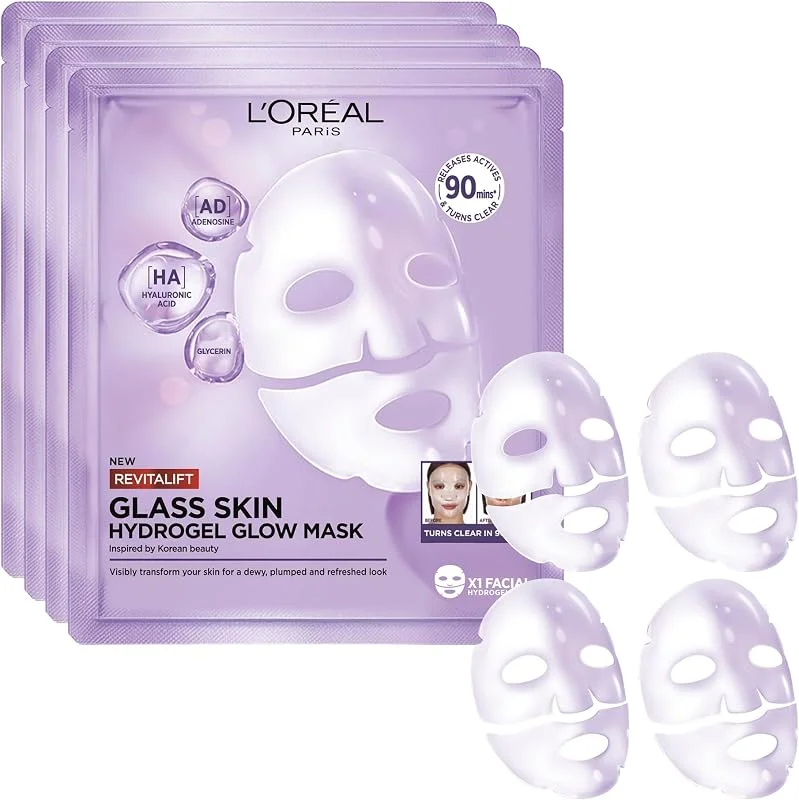 L'Oréal Paris Revitalift Filler Masque Hydrogel Éclat Glass Skin Lot de 4 — Soin de la peau