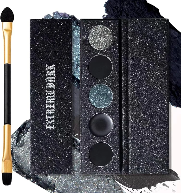 Palette D'ombres à Paupières Smoky, 5 Couleurs Noir Gris Argent Bleu Palette Maquillage Fard à