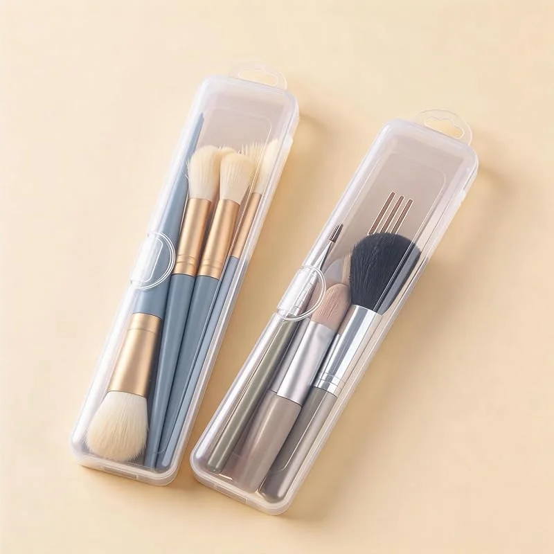 Organiseur de pinceaux de maquillage transparent avec couvercle, étui portable anti-poussière de