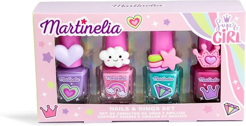 MARTINELIA - Set Manucure Enfant - Coffret de 4 Vernis à Ongles à Base d'Eau Pour — Maquillage
