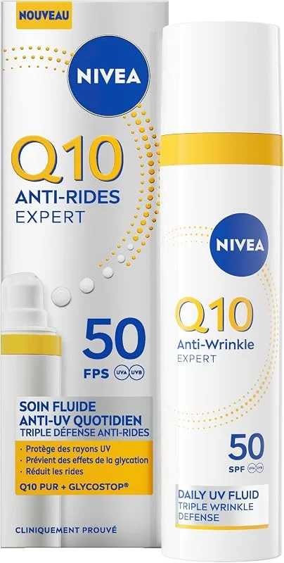 NIVEA Q10 Crème Solaire Anti-Rides Expert, SPF 50, 40 ml — Soin de la peau
