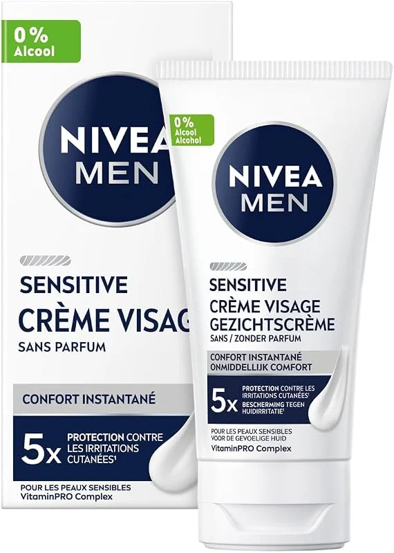 NIVEA MEN Crème Visage Sensitive Pour Peaux Sensibles, 75 ml — Soin de la peau
