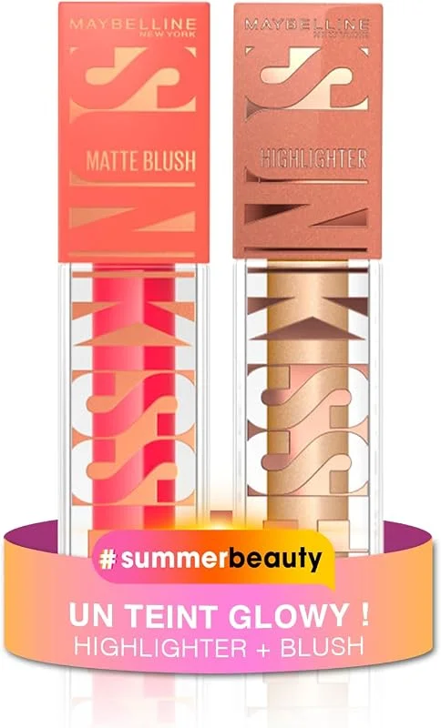 Duo Summer Glow – Maybelline New York – Highlighter Sunkisser All Star + Blush Liquide — Maquillage
