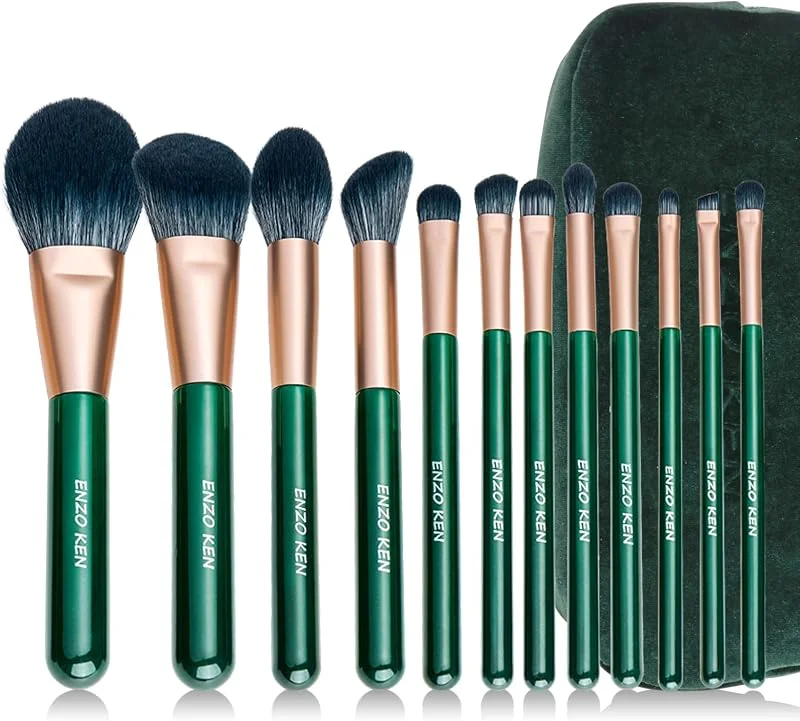 ENZO KEN Ensemble de Pinceaux de Maquillage Naturels en Fibre Naturelle Et en Poils de Chèvre