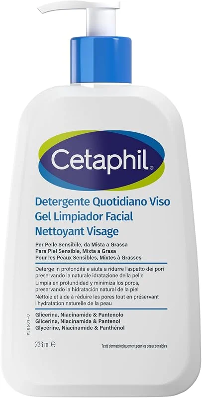 Cetaphil Gel Nettoyant Visage, pour Peaux Sensibles Mixtes à Grasses, 236ml — Soin de la peau