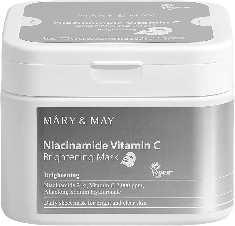 Mary&May Masque Éclaircissant à la Niacinamide et à la Vitamine C, 30 Feuilles — Soin de la peau