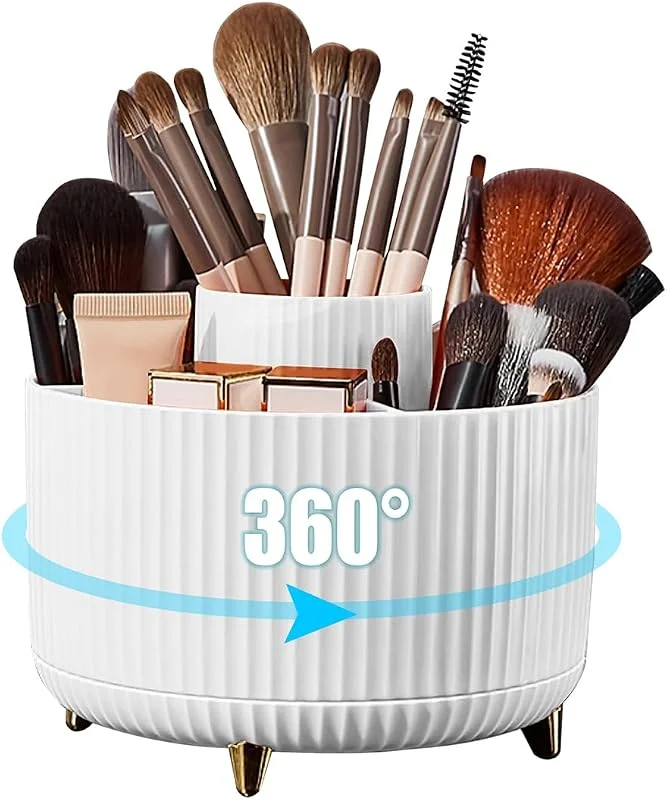 Diesisa Organisateur Maquillage Rotatif: Organisateur cosmétique rotatif à 360° - Porte-pinceaux à 5