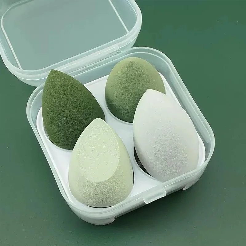 Lot de 4 éponges de maquillage avec boîte de rangement, éponges de beauté pour crème liquide et