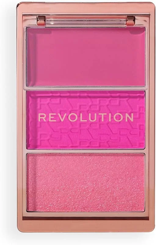 Revolution, Blush Icon Palette (Hot Pink Flag), Palette de Blush Crème et Poudre — Maquillage