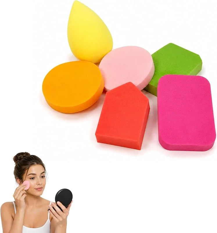 PARENCE. Lot de 6 Éponges de Maquillage – Blender, Éponges Fond de Teint et Poudre – Réutilisables