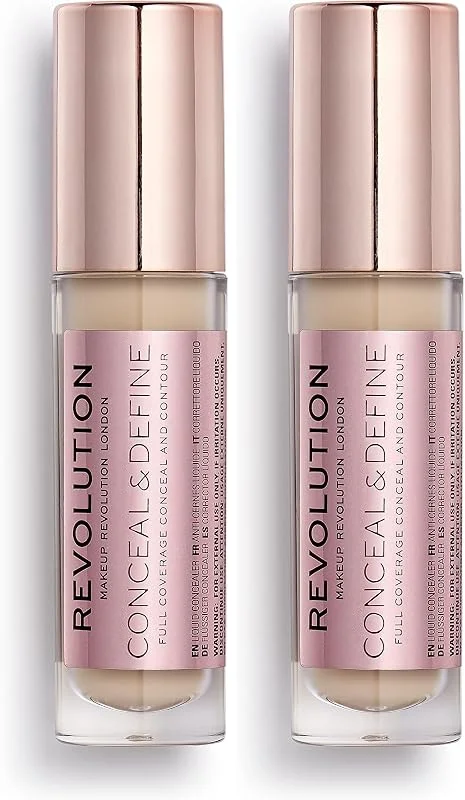 Makeup Revolution, Conceal & define, Anti-Cernes, C2, 4ml (Lot de 2) — Maquillage
