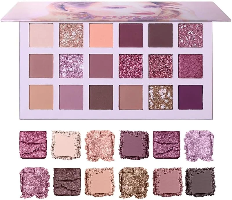 UCANBE palette de fards à paupières Nude 18 couleurs Matte Shimmer Glitter Multi-Reflective Shades