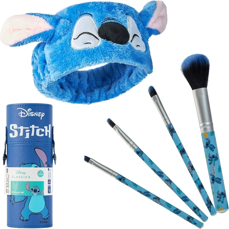 Disney Pinceaux Maquillages Stitch - Set Pinceaux Maquillage Yeux et Blush Coffret Cadeau Femme