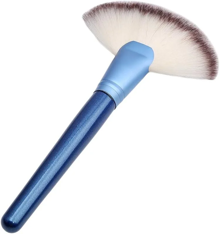 U-K Pinceau de maquillage grand éventail Blending Highlighter Pinceau poudre contour du visage bleu