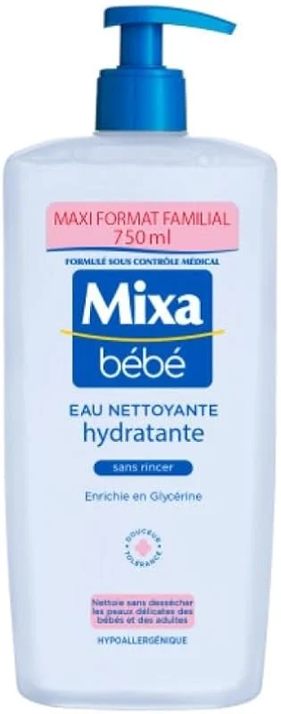 Mixa Bébé Eau Nettoyante Hydratante Glycérine Sans Rinçage 750ml — Soin de la peau