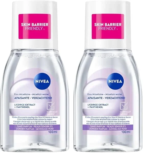 NIVEA Eau Micellaire APAISANTE Peaux Sensibles Mini Format (2 x 100 ml) — Soin de la peau