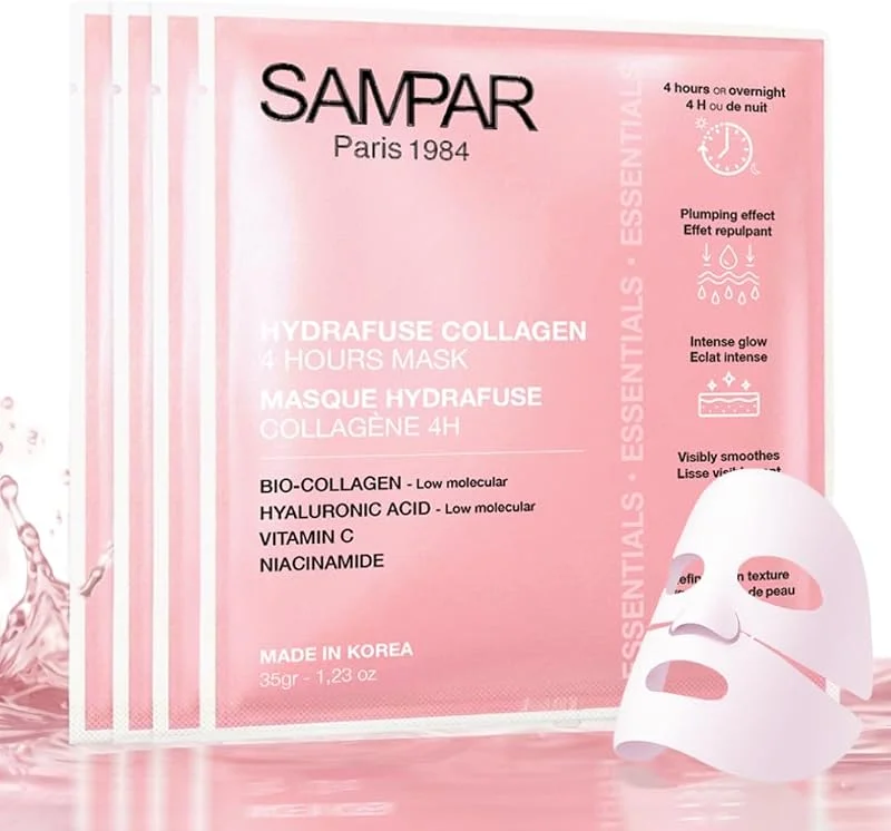 SAMPAR Paris, Masque Collagène Visage Coréen Hydrafuse 4H, 4 Monodoses, Bio — Soin de la peau