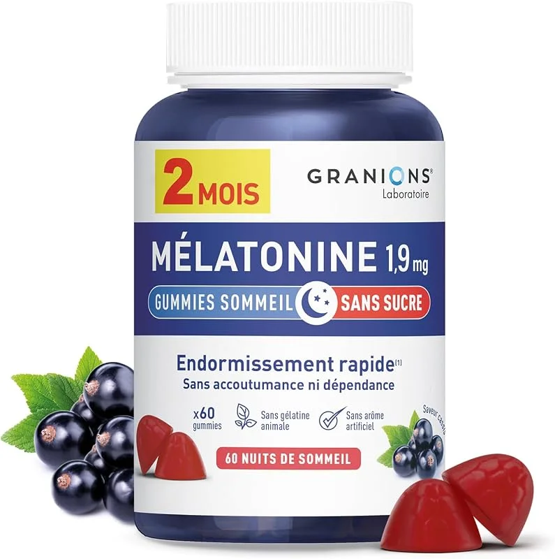 Granions - Gummies Sommeil - Melatonine 1, 9 mg - Sans Sucre - 60 Gummies — Complements alimentaires