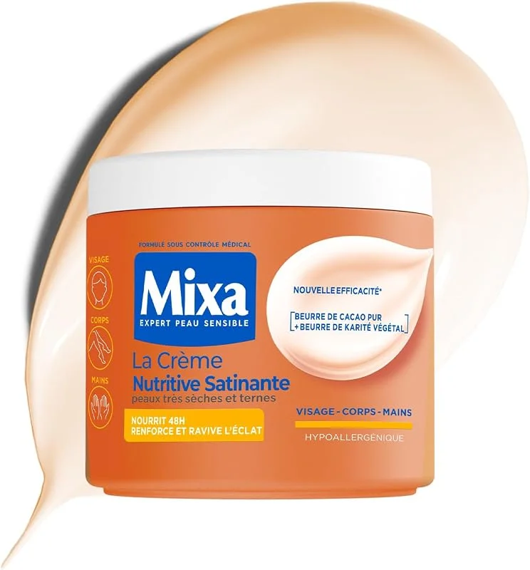 MIXA Crème Hydratante Anti-Grisaille Beurre Cacao Karité 400ml — Soin de la peau