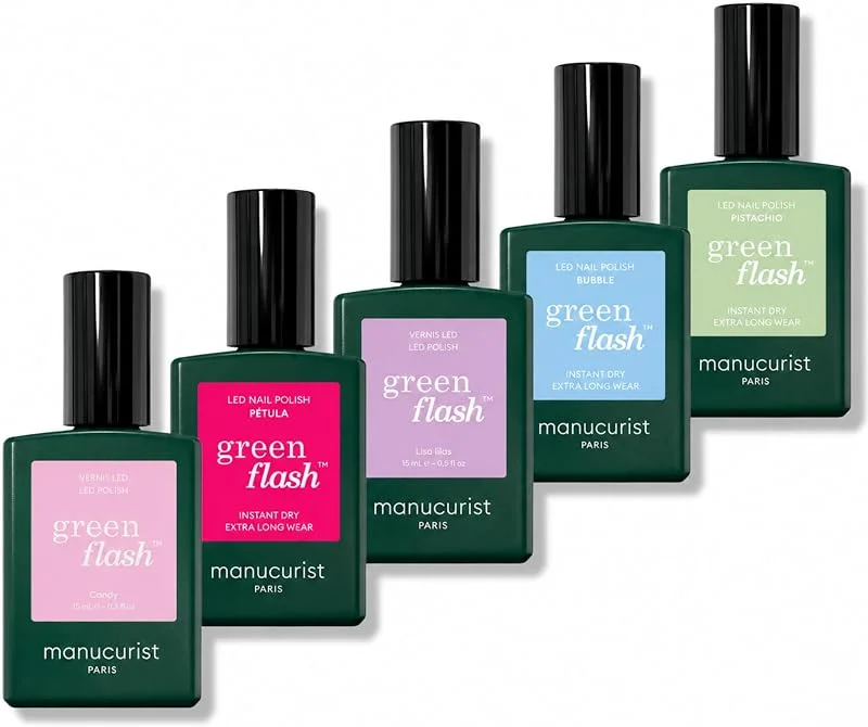 Manucurist Green Flash Vernis LED Semi Permanent Rainbow Set de 5 Couleurs - Pétula — Maquillage