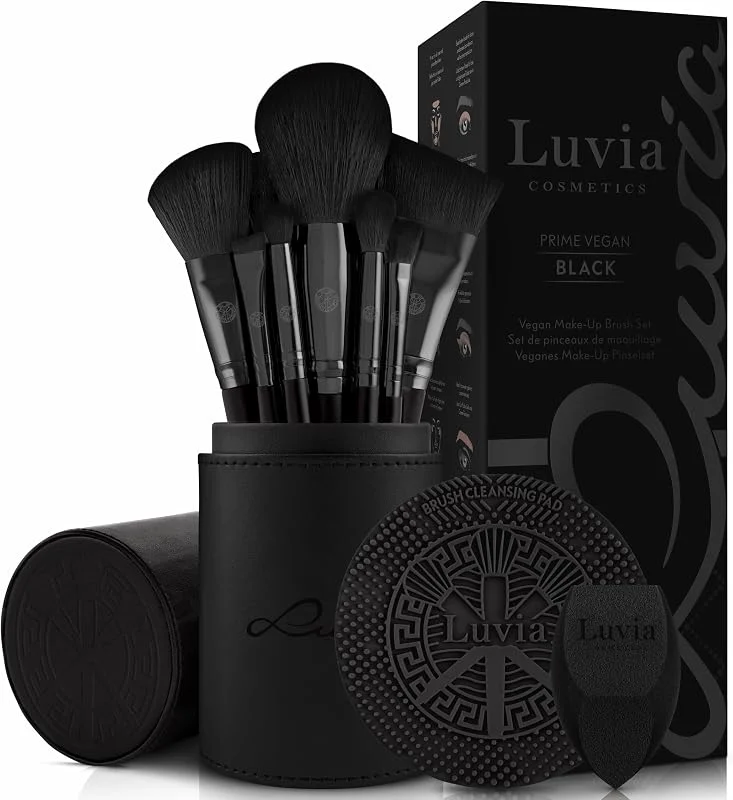 Set de pinceaux de maquillage Luvia, Prime Vegan Pro - Black, 12 pinceaux de maquillage avec