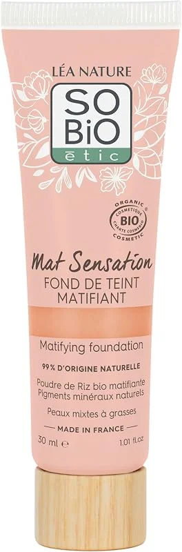 LÉA NATURE SO BiO étic, Fond de teint matifiant certifié Bio – Mat Sensation, Beige — Maquillage