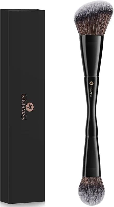 KINGMAS Pinceau de maquillage à double extrémité (biseauté, rond) et poils synthétiques pour fond de