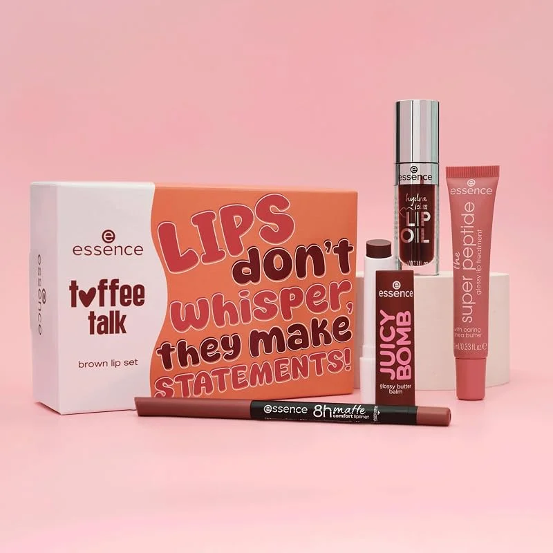 essence toffee talk brown lip set coffret lèvres, naturel, brillant, translucide (1pcs) — Maquillage