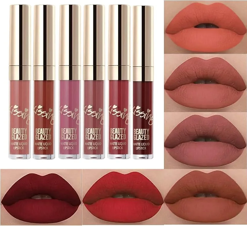 BEAUTY GLAZED 6 Couleur Set Rouge à Lèvres Liquide Mat Longue Tenue Waterproof Liquid — Maquillage