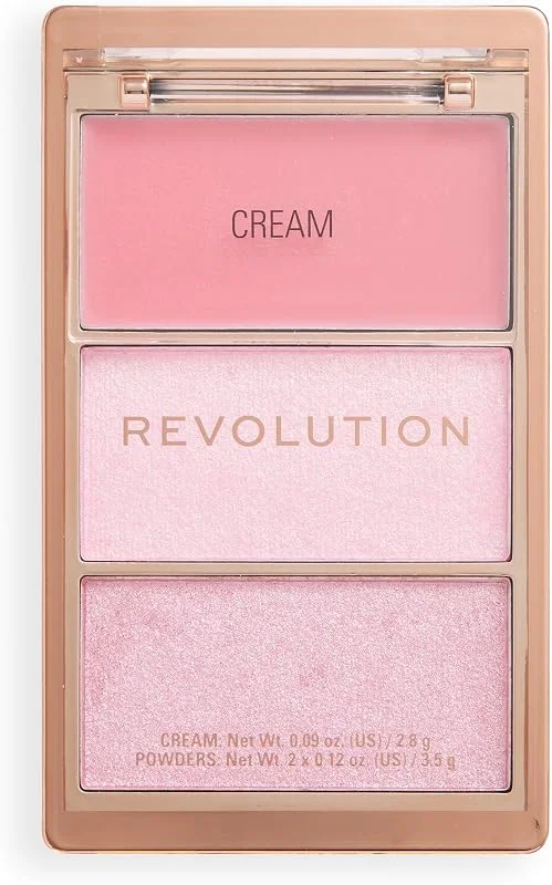 Revolution Highlight Icon Palette, Trio Crème, Poudre et Scintillant, Pigments (2.8g) — Maquillage