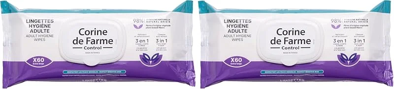 Corine de Farme, Lingettes Hygiène Adulte Extra-Larges x60 - Nettoyage Doux pour — Soin de la peau
