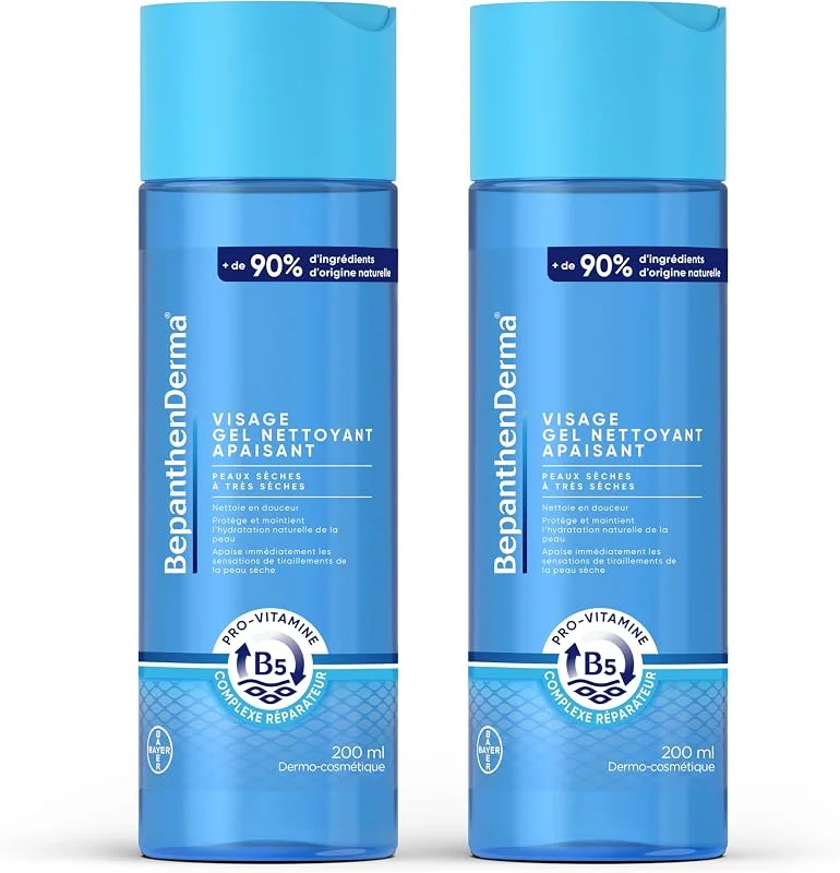 BepanthenDerma® Gel Nettoyant Visage Peaux Sèches - 2x200 ml — Soin de la peau