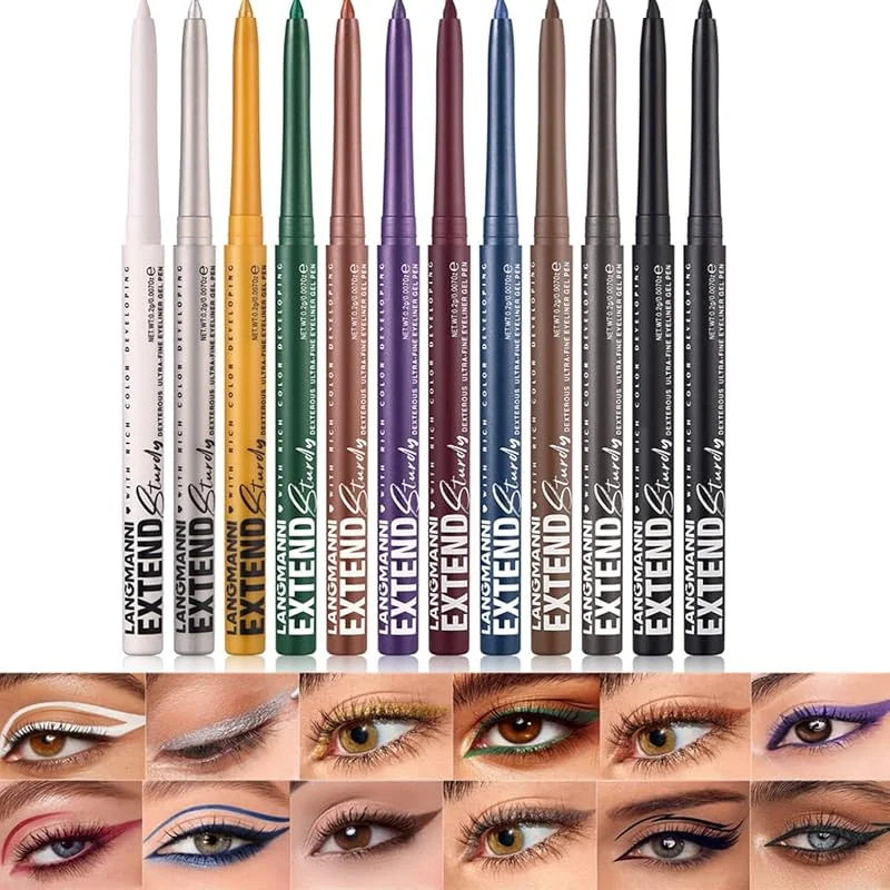 Kit Eyeliner Mat Shimmer Crayon Eyeliner Crème Rétractable Haute Pigmentation Séchage — Maquillage