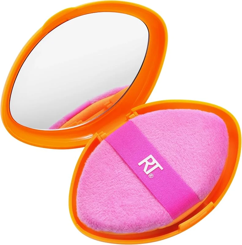 Real Techniques Étui de voyage 2 en 1 Powder Puff + Miracle, houppette à maquillage double face