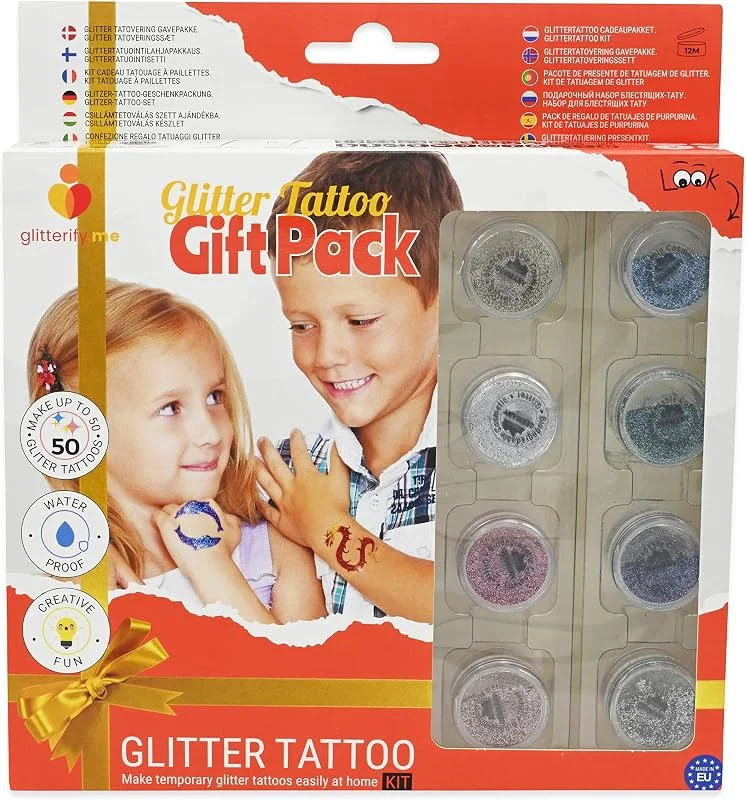 Kit cadeau tatouage à paillettes – Kit Tatouage à Paillettes – Fabriqué en UE, Qualité — Maquillage