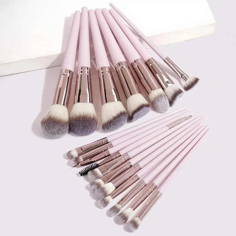 Lot de 18 pinceaux de maquillage synthétiques professionnels de qualité supérieure avec étui, fond