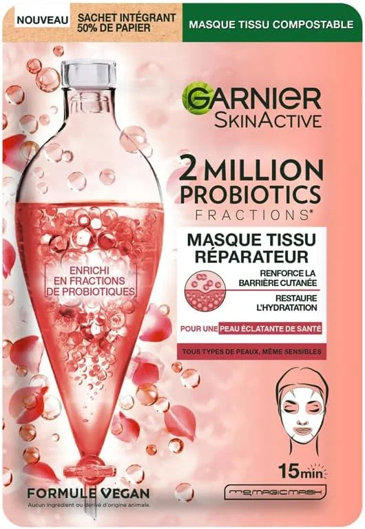 Garnier Skin Active Masque Tissu 2 Million Probiotics Éclat Hydratation — Soin de la peau