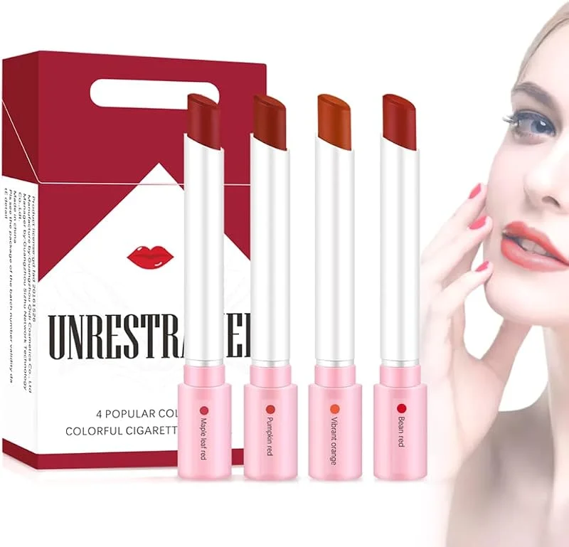 1 ensemble 4 couleurs ensemble de rouge à lèvres mat Cigarette, rouge à lèvres de maquillage lisse