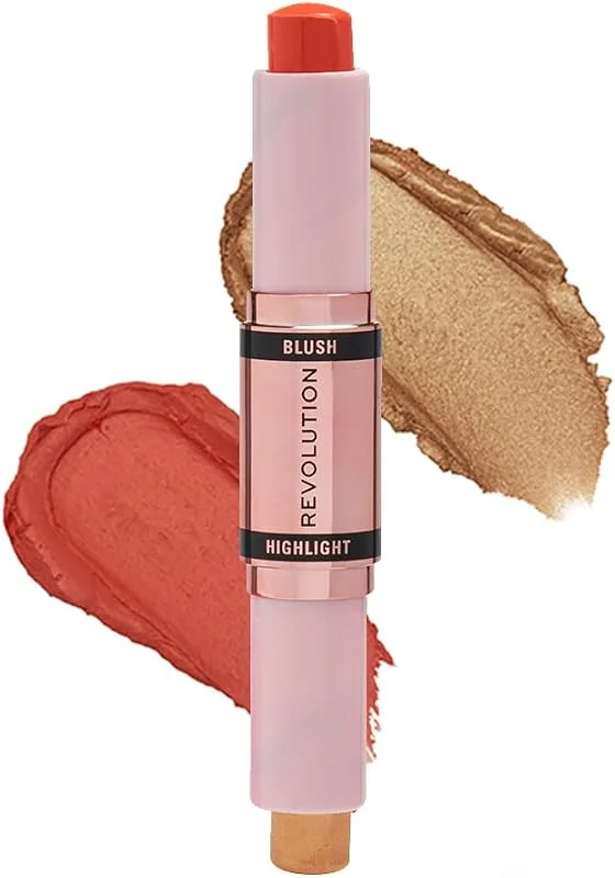 Makeup Revolution, Bâton fard à joues et illuminateur, Coral Dew, fard à joues et — Maquillage
