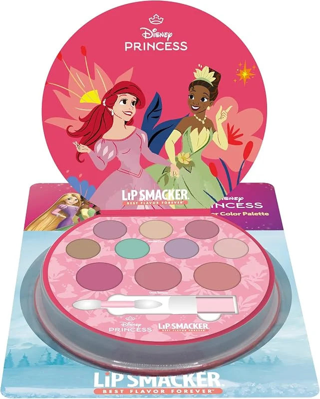 Lip Smacker Princesses Shimmer Color Palette, Set de Maquillage Disney 12 Pièces pour Enfants