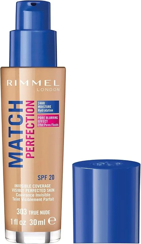 Rimmel - Fond de Teint Match Perfection - Couvrance Légère - Hydratation 24H - 303 True — Maquillage