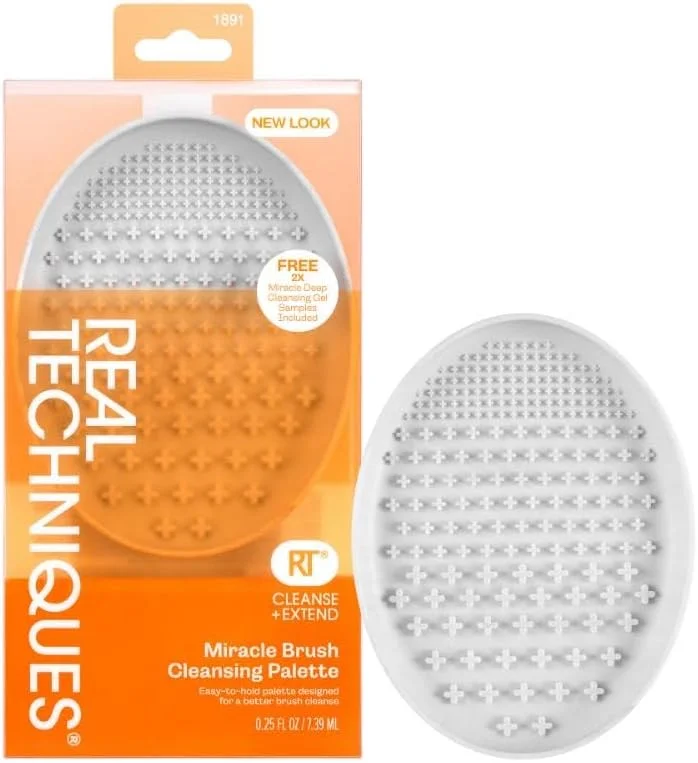 Real Techniques Palette de Nettoyage avec Pinceau Gel Nettoyant pour Pinceaux de Maquillage 8 Unité