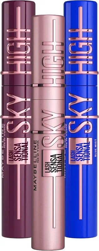Maybelline New York Lash Sensational Sky High Mascara en noir, bleu et bordeaux pour — Maquillage