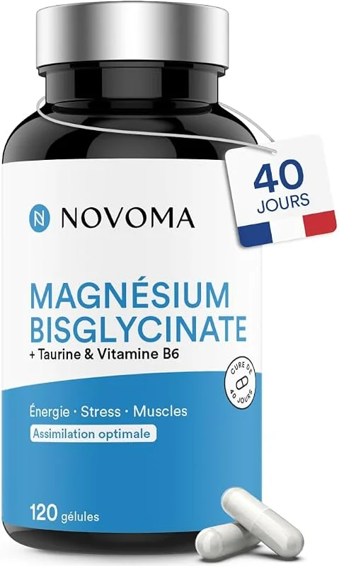 NOVOMA Magnesium Bisglycinate 300 mg + Vitamine B6, 120 gélules — Complements alimentaires