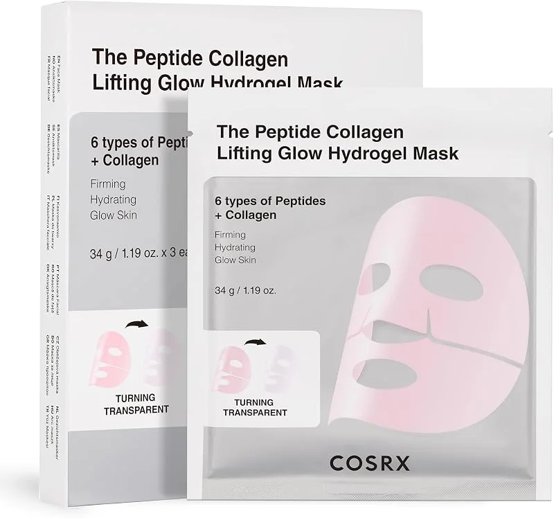 COSRX The Peptide Collagen Lifting Glow Masques Hydrogel Visage Soin de la Peau 3 Pièces, Masque