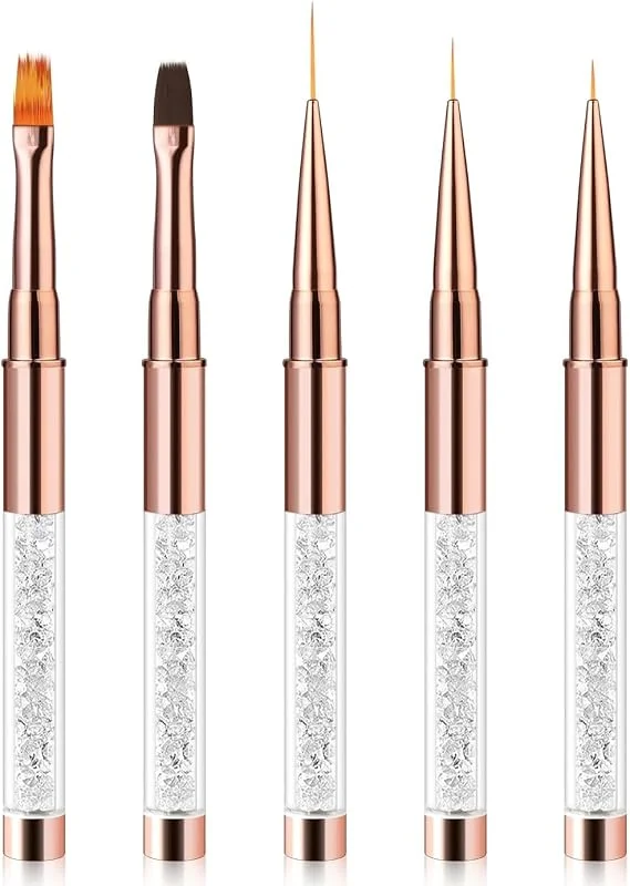 Elalove 5 Pinceaux Nail Art Ongles, Set de Pinceaux pour Gel UV, Acrylique et Vernis — Maquillage