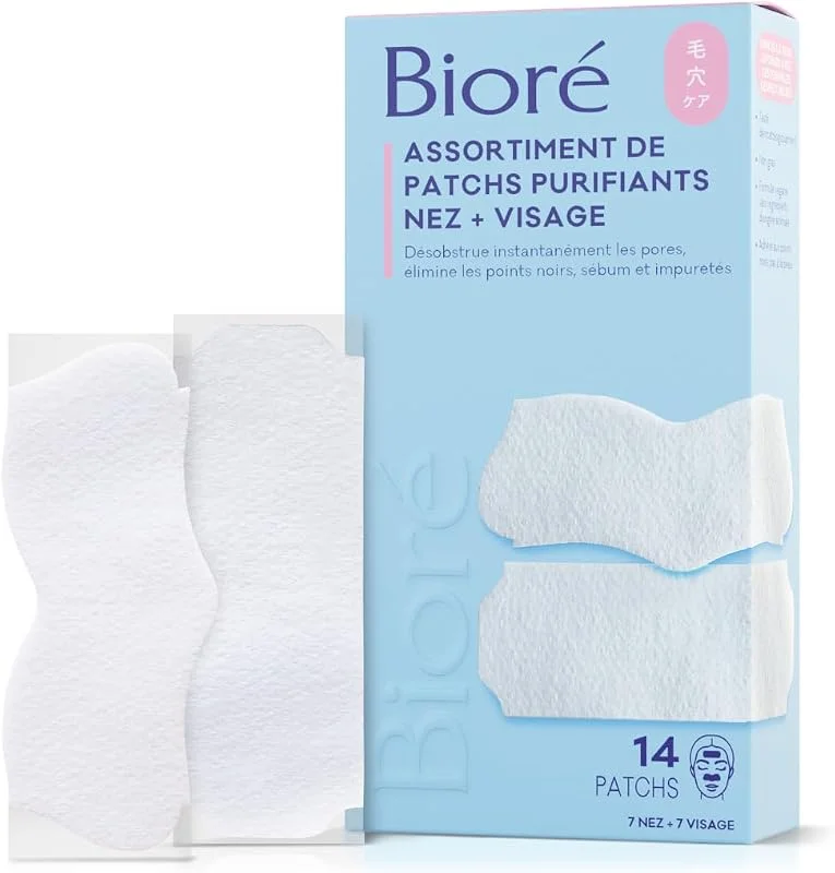 Biore Assortiment de 14 Patchs Purifiants NEZ + VISAGE — Soin de la peau
