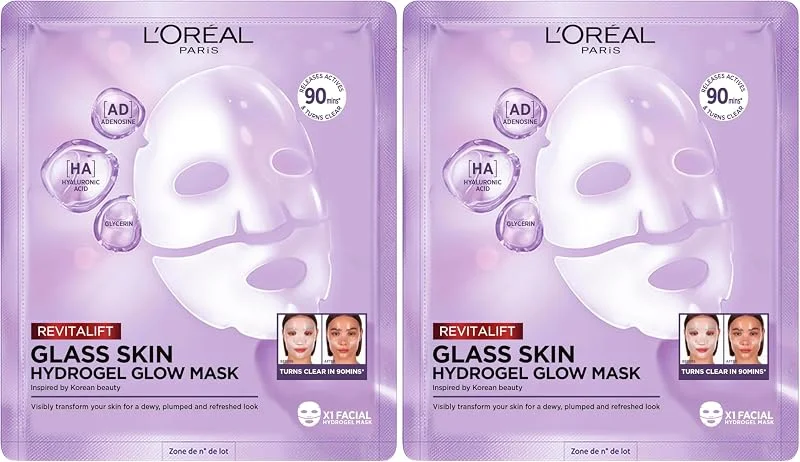 L'Oréal Paris Glass Skin Hydrogel Masque pour peau repulpée & Glowy Hydratant & — Soin de la peau