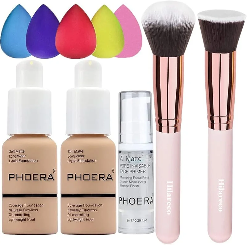 PHOERA Fond de Teint Couvrant Et Face Primer Liquide Couverture Complète Foundation Correcteur