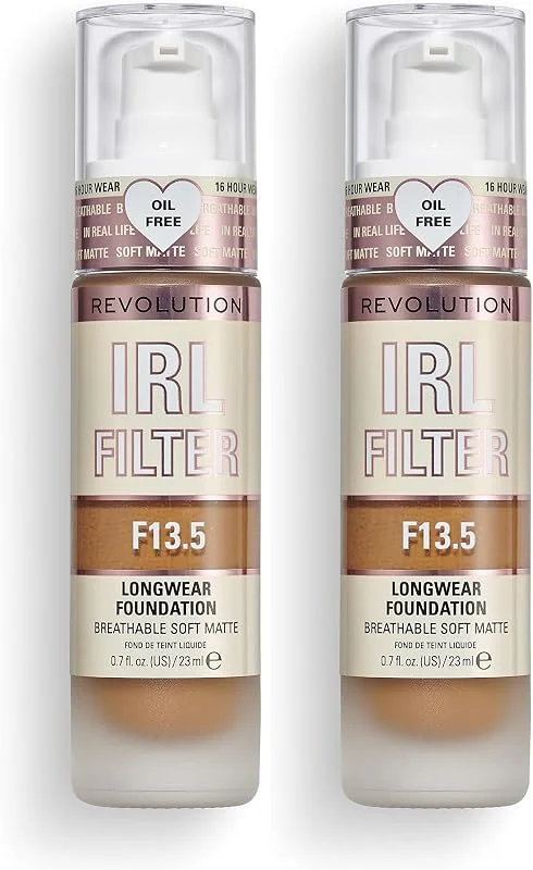Makeup Revolution, Irl Filter, Longwear, Fond de Teint, F13.5, 23ml (Lot de 2) — Maquillage